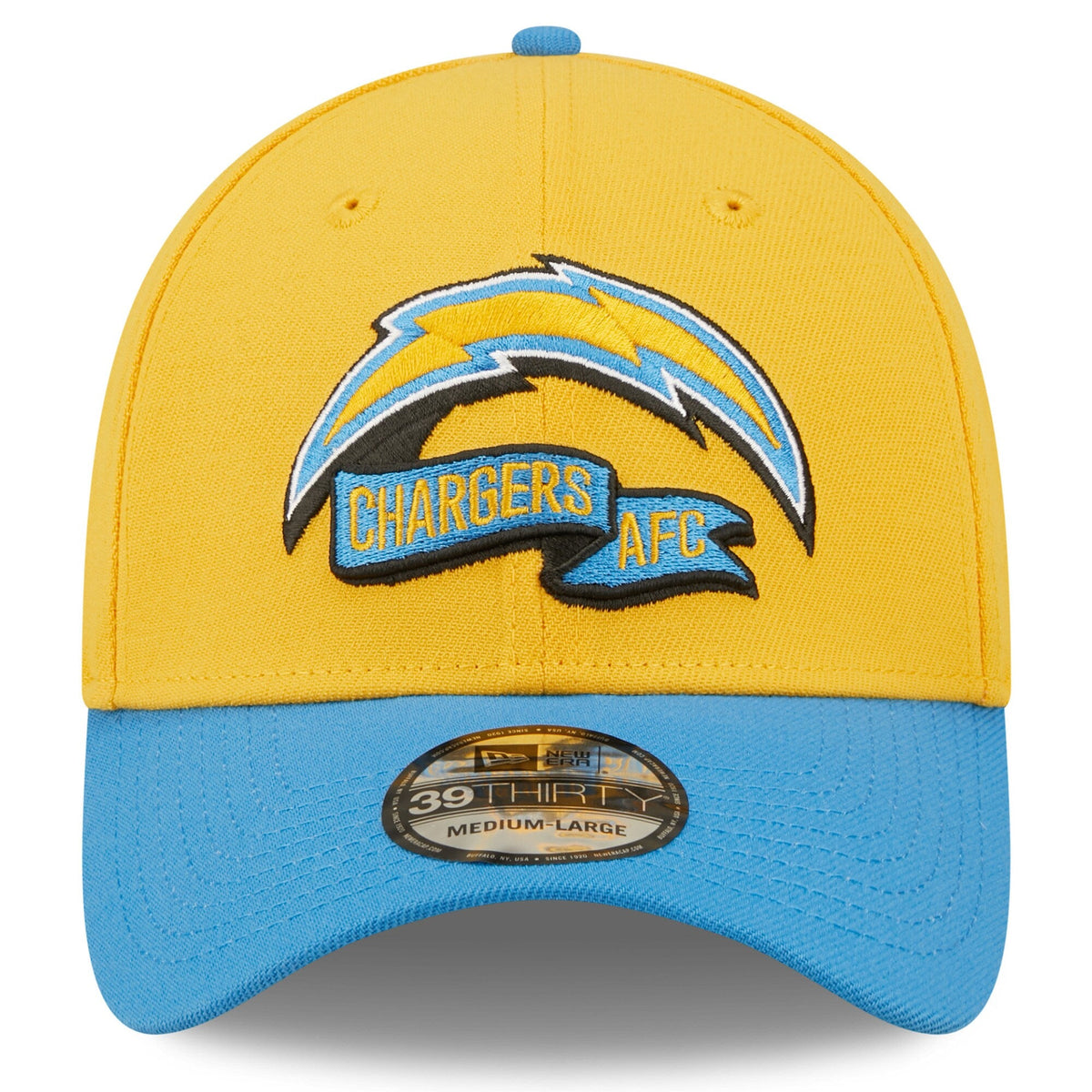 Los Angeles Chargers New Era Yellow/Blue 2022 Sideline 39THIRTY Flex Hat for Men product image 2, provided for visual