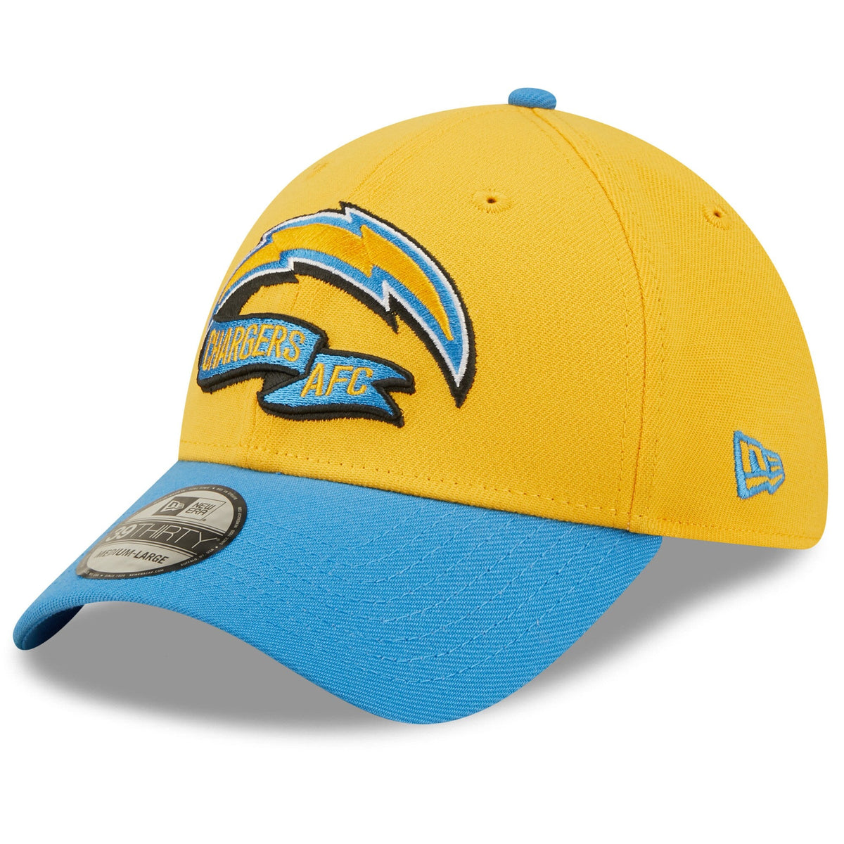 Los Angeles Chargers New Era Yellow/Blue 2022 Sideline 39THIRTY Flex Hat for Men product image 3, provided for visual