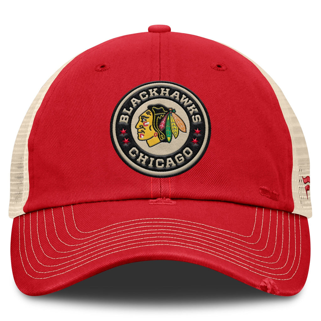 Chicago Blackhawks Fanatics Red/Cream 2025 NHL Winter Classic Trucker Adjustable Hat for Men product image 2, provided for