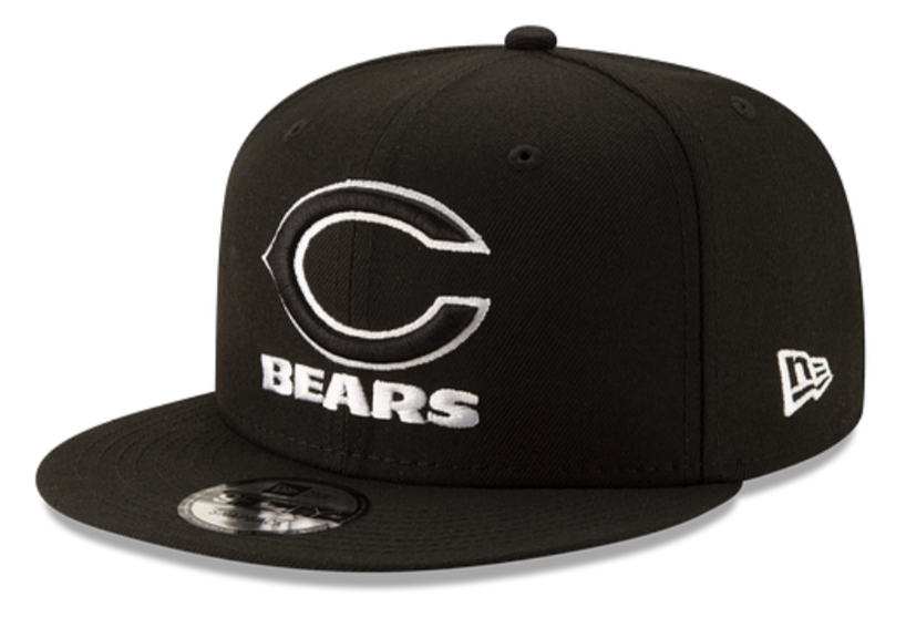 Chicago Bears New Era Black and White Basic 9FIFTY Adjustable Hat product image 1, provided for visual reference and product