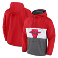 Chicago Bulls Fanatics Branded Flagrant Anorak Raglan Quarter-Zip Hoodie - Red/White/Gray product image 1, provided for