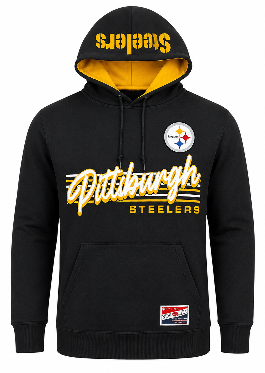Pittsburgh Steelers New Era Black Fleece Pullover Hoodie for Men product image 1, provided for visual reference and product