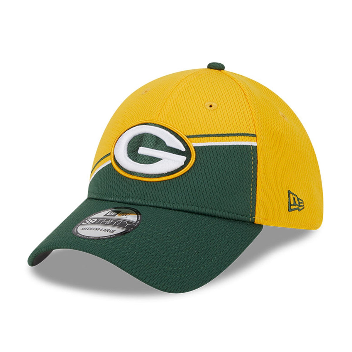 Green Bay Packers Primary Logo New Era Yellow/Green 2023 Sideline 39THIRTY Flex Hat for Men product image 2, provided for