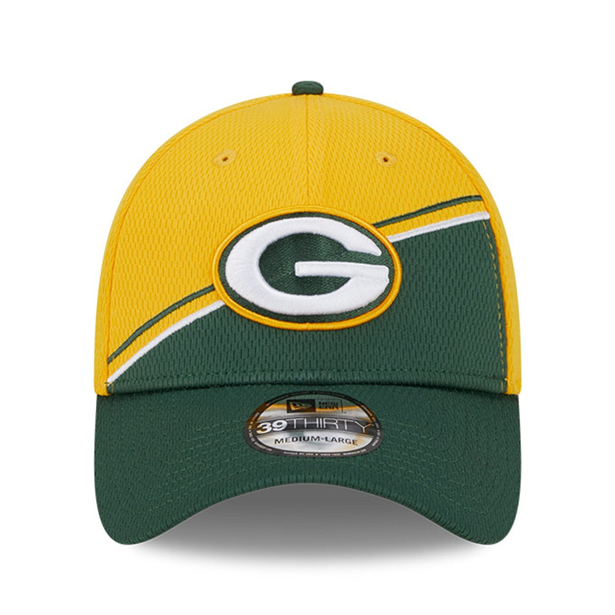 Green Bay Packers Primary Logo New Era Yellow/Green 2023 Sideline 39THIRTY Flex Hat for Men product image 3, provided for