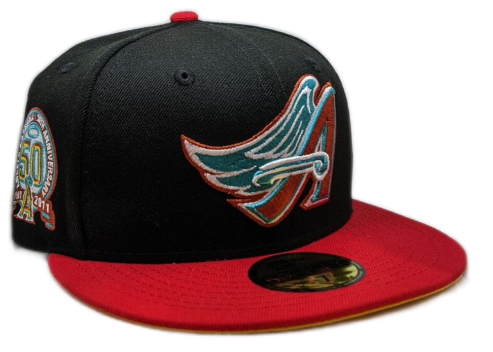 Anaheim Angels New Era 2 Tone Black/Red Guns N Roses Inspired Rock Pack 59FIFTY Fitted Hat product image 1, provided for