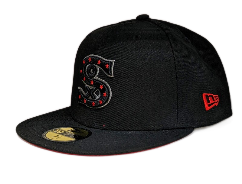 Chicago White Sox October Night Black/Red New Era 59FIFTY Fitted Hat product image 3, provided for visual reference and