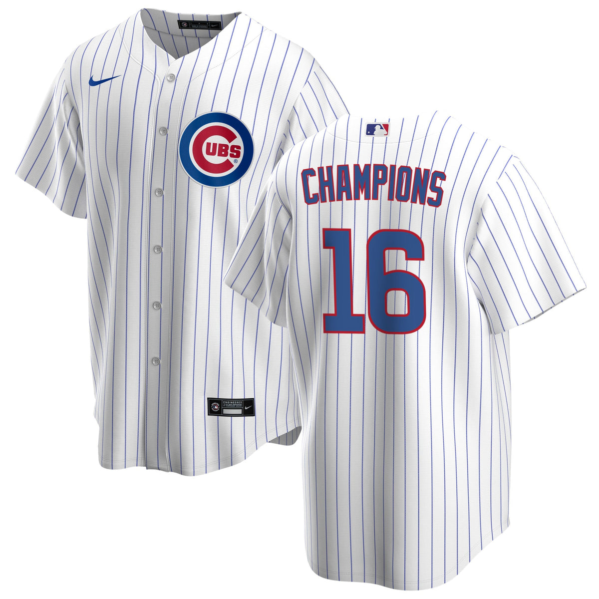 NIKE Men 2016 World Series Champions Chicago Cubs White Home Premium Twill Replica Jersey product image 1, provided for
