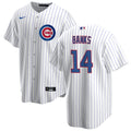 NIKE Men Chicago Cubs Ernie Banks Premium Twill White Home Replica Jersey product image 1, provided for visual reference and