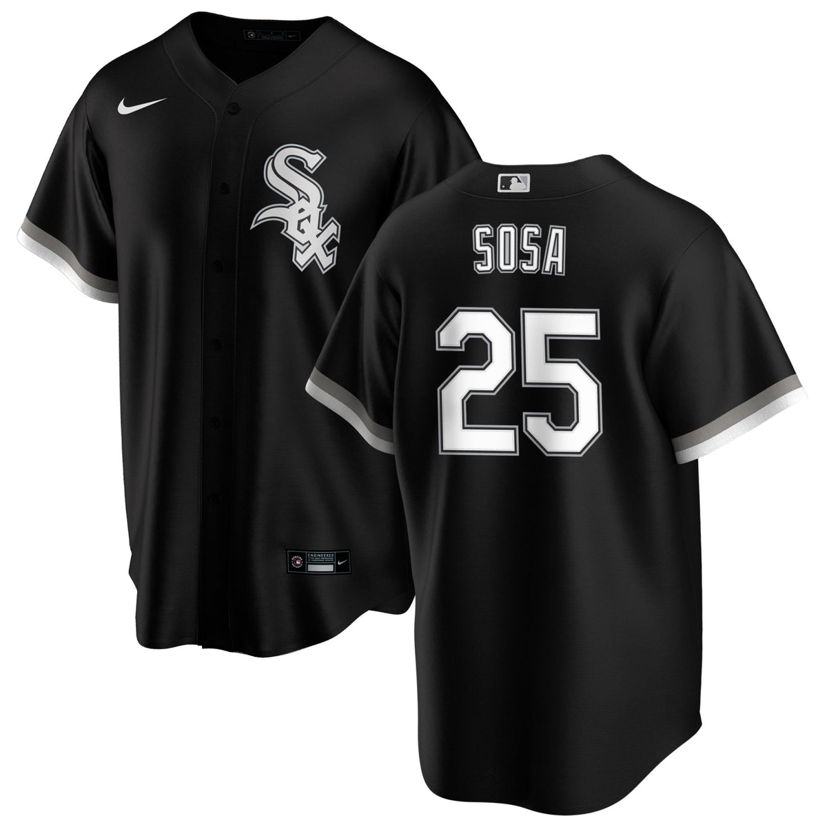 NIKE Men Sammy Sosa Chicago White Sox Black Alternate Premium Twill Replica Jersey product image 1, provided for visual