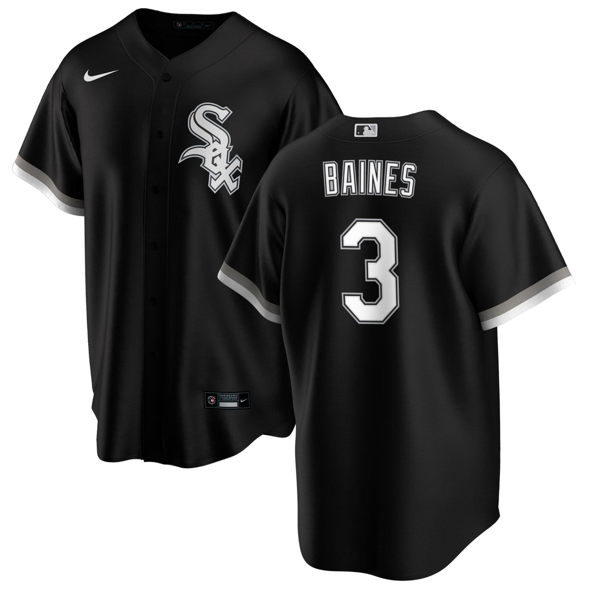 NIKE Men Harold Baines Chicago White Sox Black Alternate Premium Stitch Replica Jersey product image 1, provided for visual