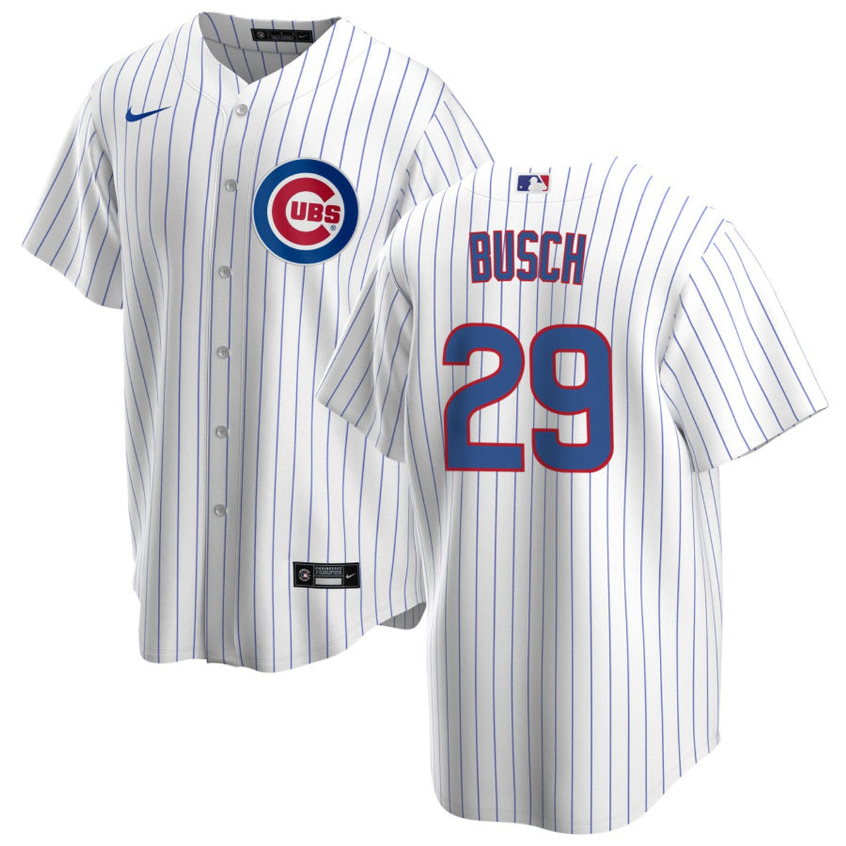 NIKE Men Michael Busch Chicago Cubs White Home Premium Stitch Replica Jersey product image 1, provided for visual reference