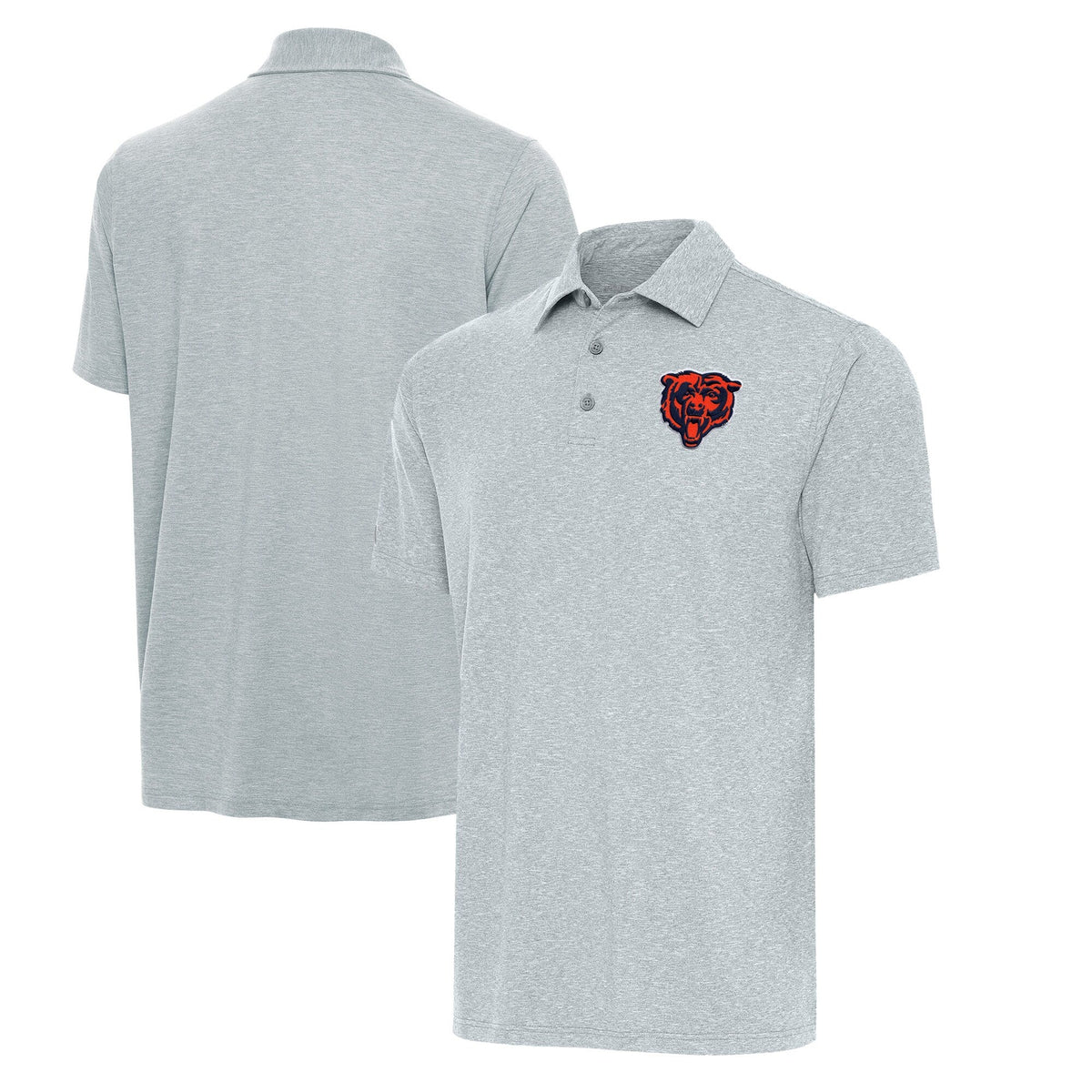 Chicago Bears Antigua Heather Gray Par3 Polo for Men product image 1, provided for visual reference and product detail review