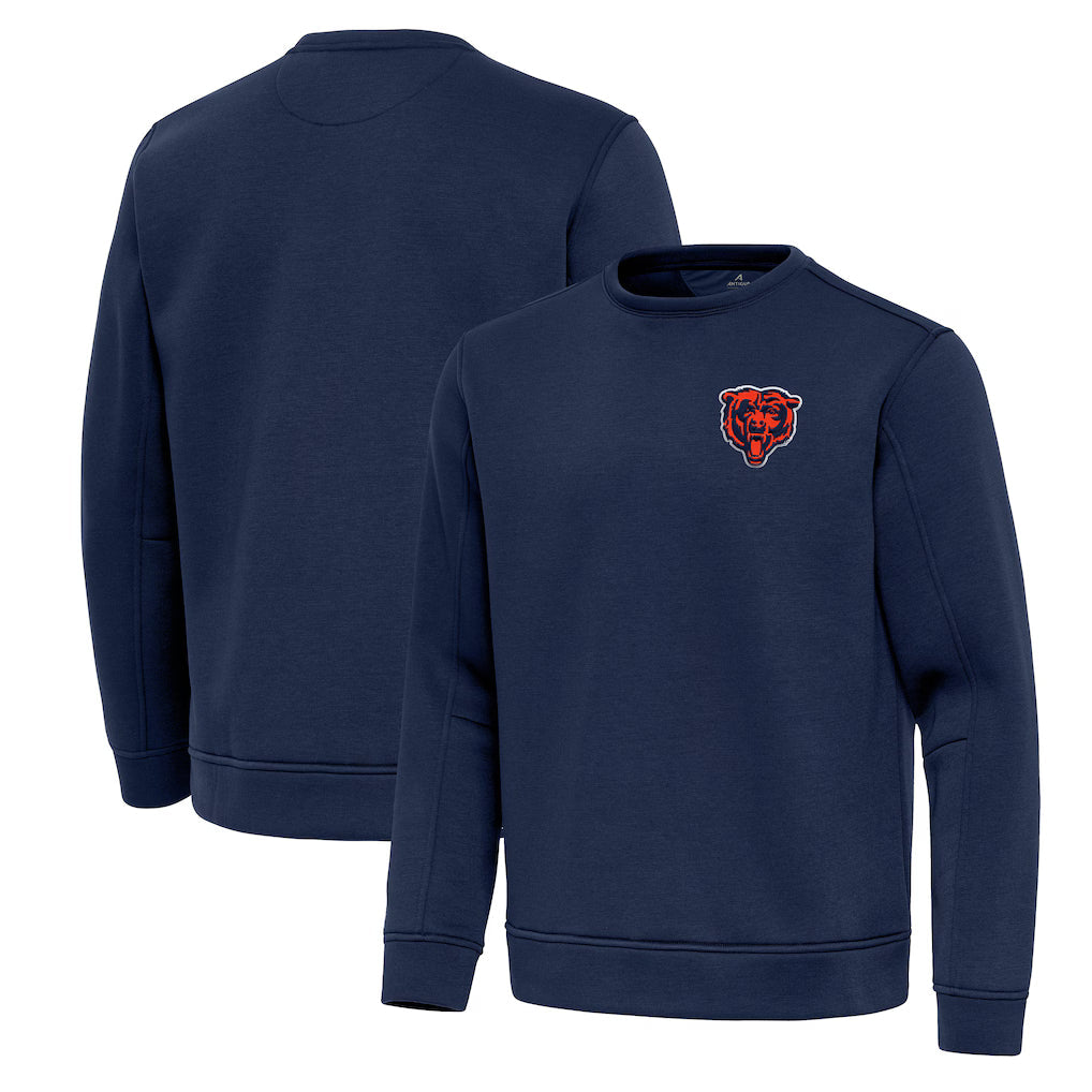 Antigua Chicago Bears Navy Relevant Lightweight Left Chest Pullover Sweatshirt product image 1, provided for visual