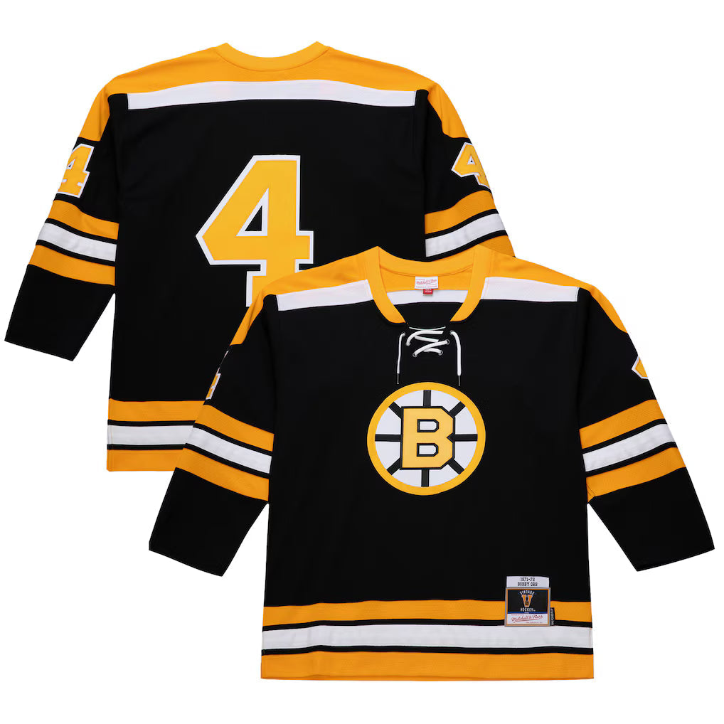 Boston Bruins Bobby Orr Black 1971-72 Power Play Jersey for Men product image 1, provided for visual reference and product