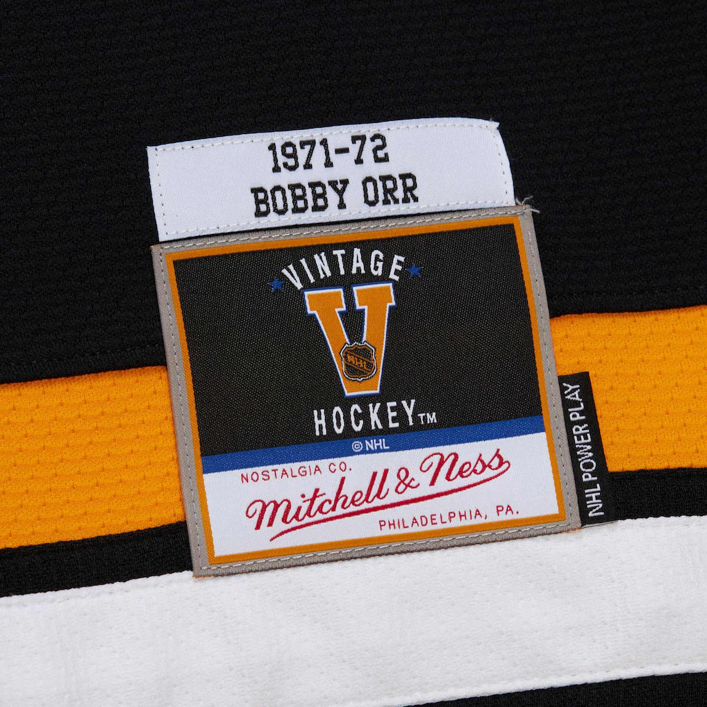 Boston Bruins Bobby Orr Black 1971-72 Power Play Jersey for Men product image 6, provided for visual reference and product