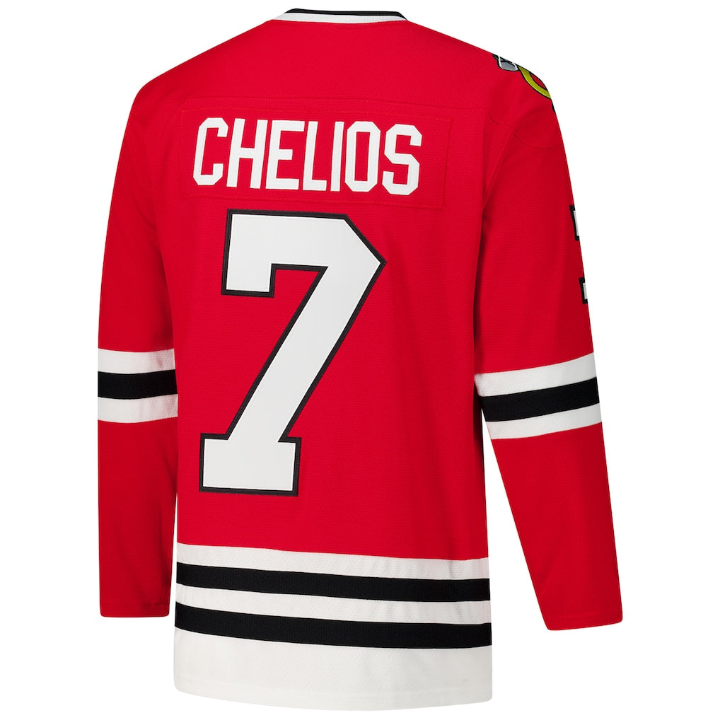 Chicago Blackhawks Chris Chelios Red 1991-92 Power Play Jersey for Men product image 3, provided for visual reference and