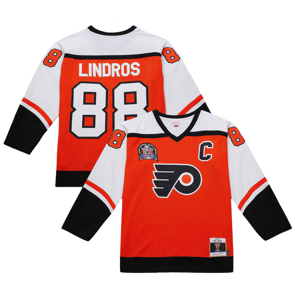 Eric Lindros Philadelphia Flyers 1996-97 Orange Power Play Jersey for Men product image 1, provided for visual reference and