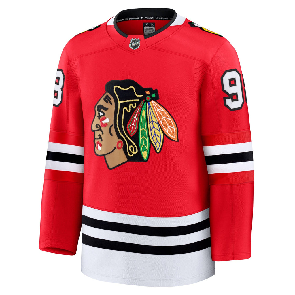 Connor Bedard Chicago Blackhawks Fanatics Red Home Premium Jersey for Men product image 2, provided for visual reference and