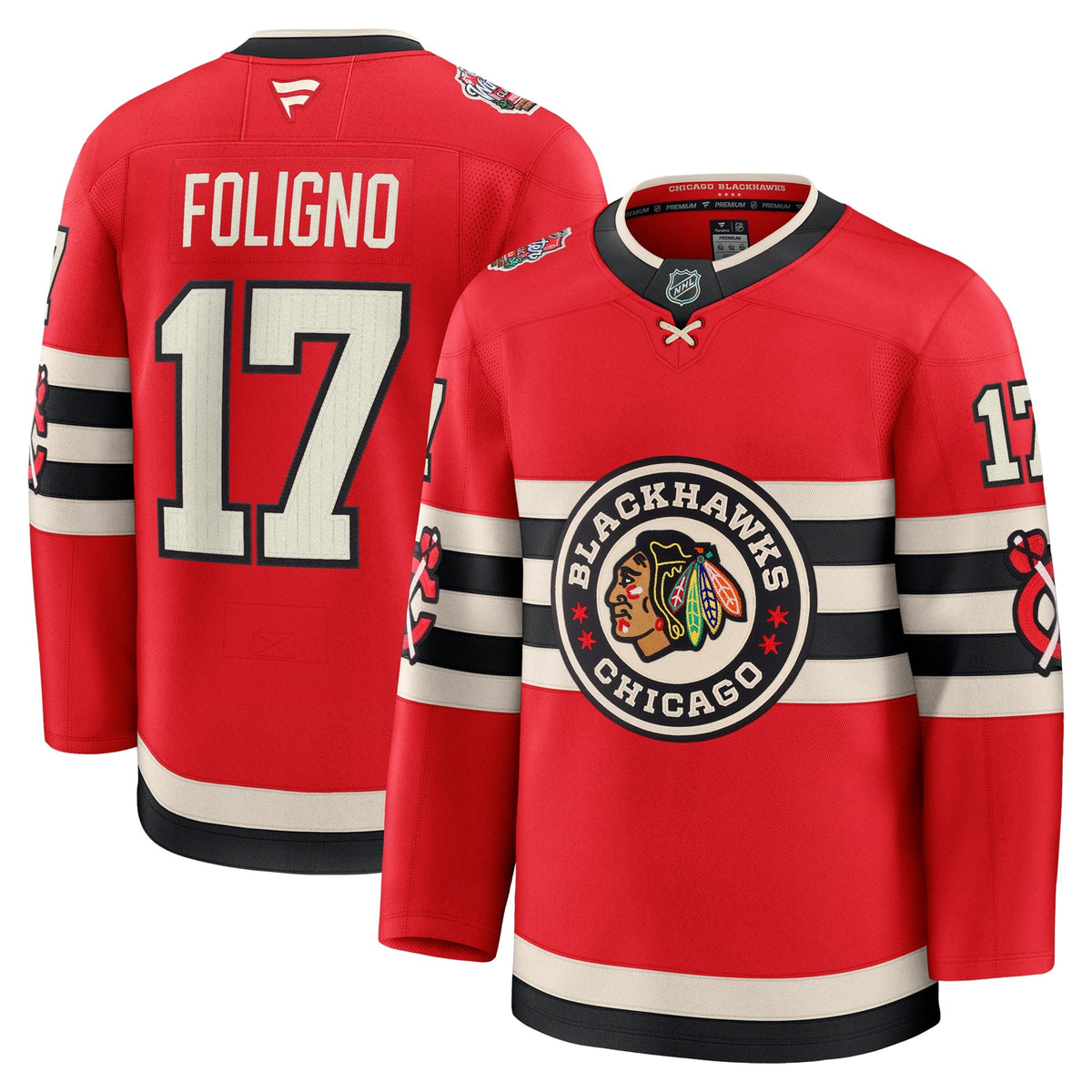 Chicago Blackhawks Nick Foligno Fanatics Red 2025 NHL Winter Classic Premium Player Jersey for Men product image 1, provided