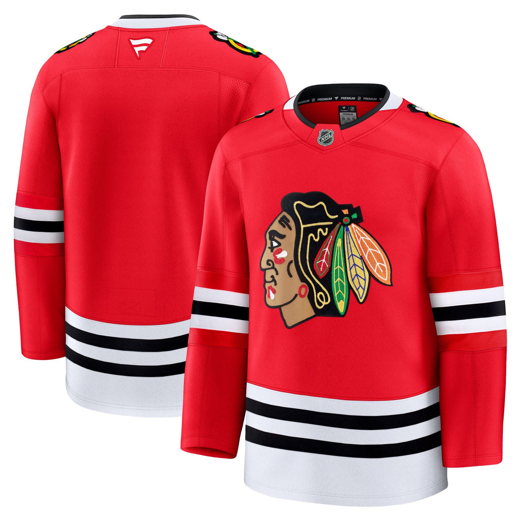 Chicago Blackhawks Fanatics Red Home Premium Blank Jersey for Men product image 1, provided for visual reference and product