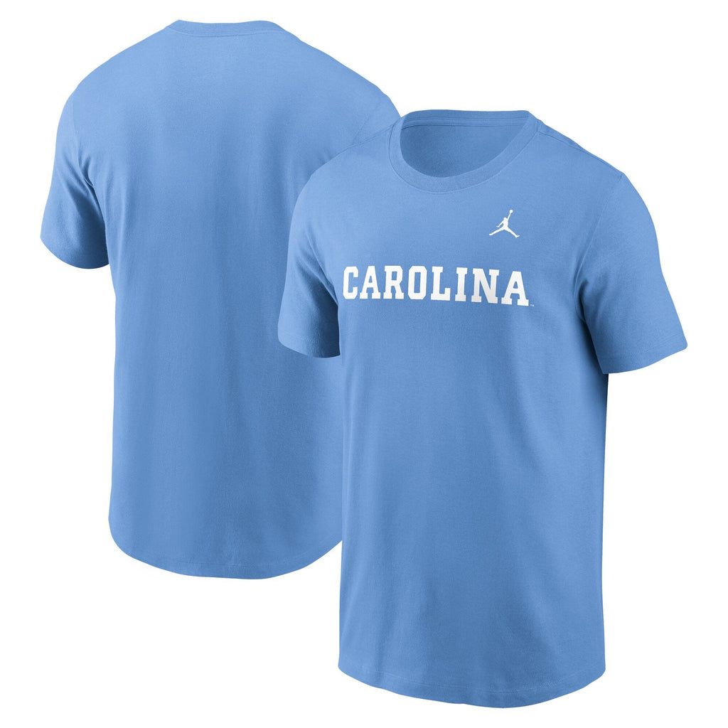 North Carolina Tar Heels Jordan Brand Light Blue Primetime Wordmark T-Shirt for Men product image 1, provided for visual