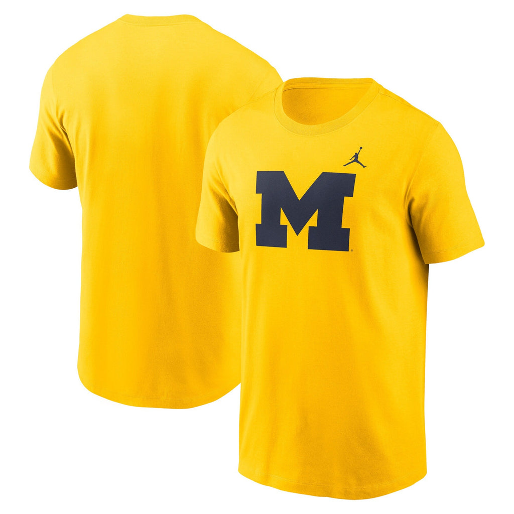 Michigan Wolverines Jordan Brand Maize Primetime Evergreen Logo T-Shirt product image 1, provided for visual reference and