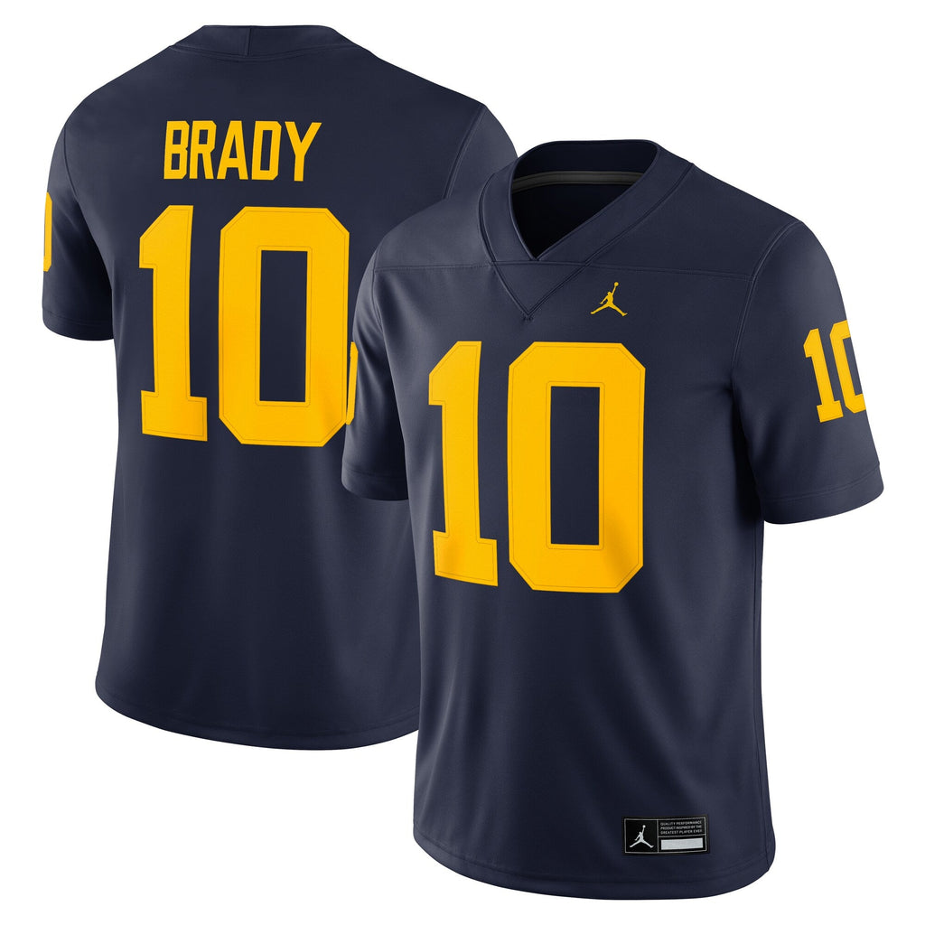 Tom Brady Michigan Wolverines Navy Jumpman Nike Game Jersey for Men product image 1, provided for visual reference and