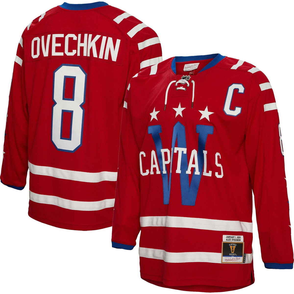 Washington Capitals Alexander Ovechkin Mitchell & Ness Red 2015 Captain Patch Blue Line Player Jersey for Men product image