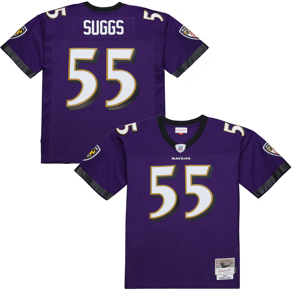 Mitchell & Ness Terrell Suggs Purple Baltimore Ravens 2003 Legacy Replica Jersey for Men product image 1, provided for