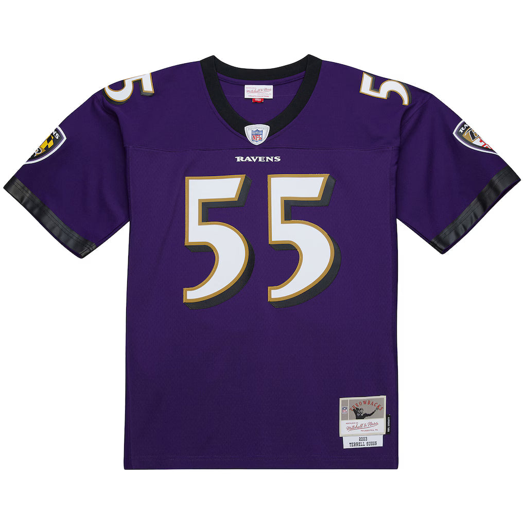 Mitchell & Ness Terrell Suggs Purple Baltimore Ravens 2003 Legacy Replica Jersey for Men product image 2, provided for