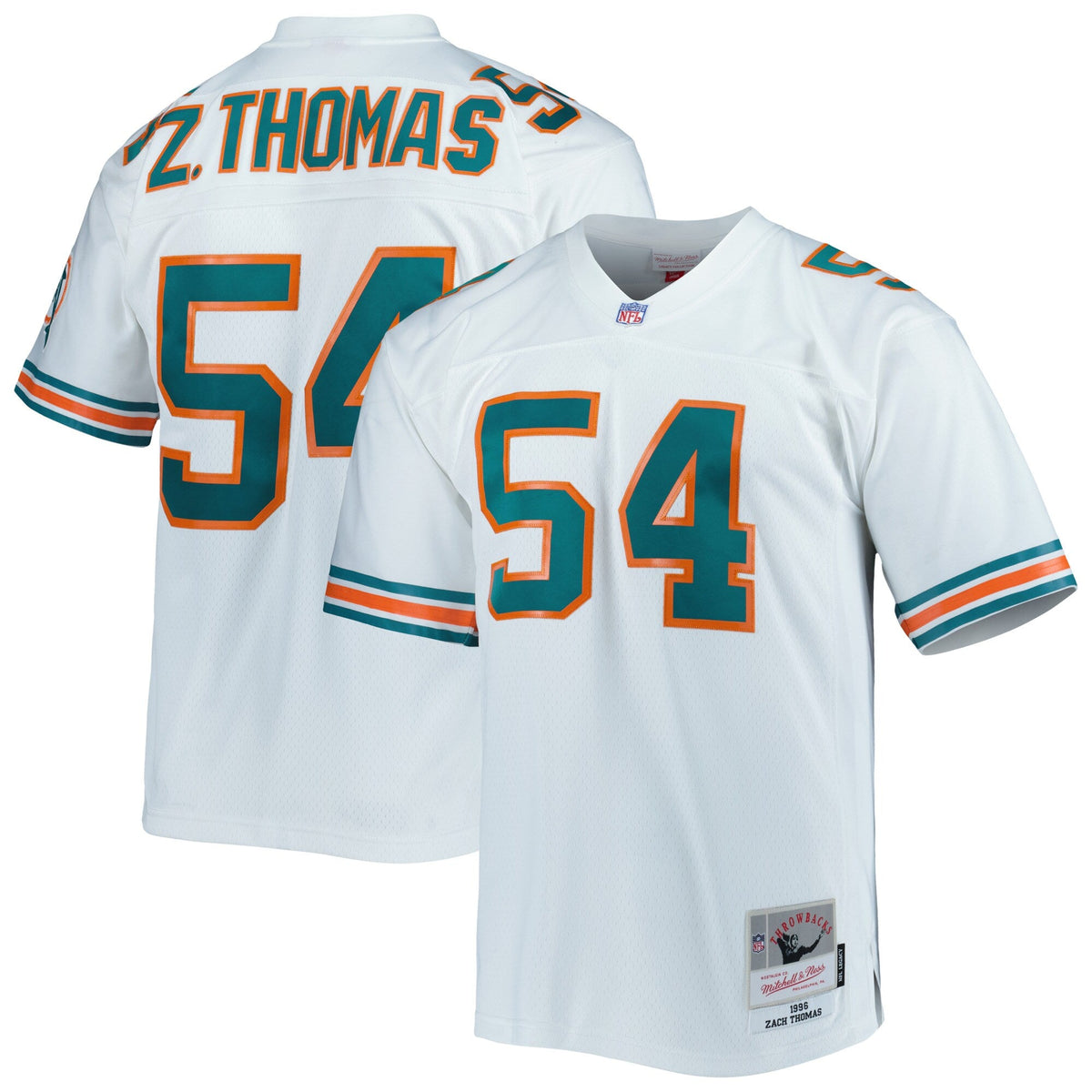Zach Thomas Miami Dolphins Mitchell & Ness White Legacy Replica Jersey for Men product image 1, provided for visual