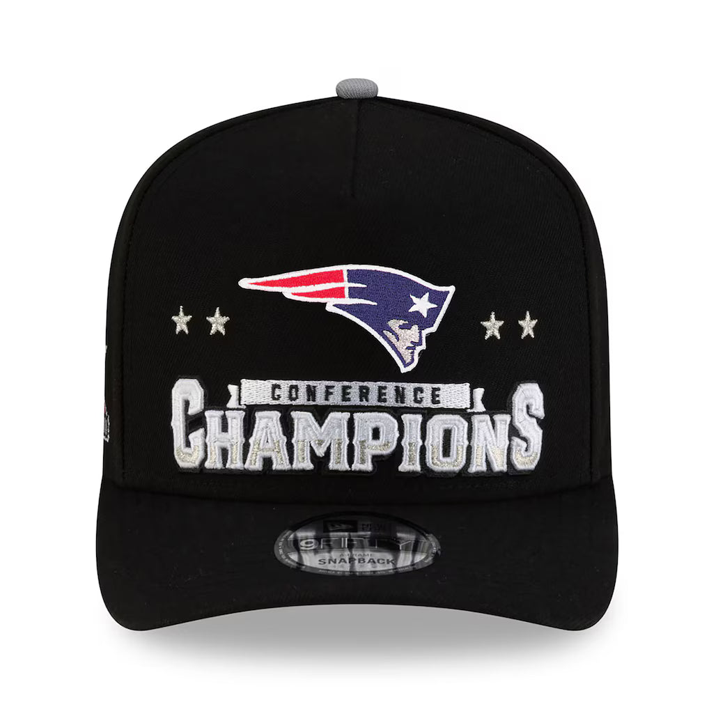 New England Patriots New Era 2025 AFC Champions Locker Room Trophy Collection A-Frame 9FIFTY Snapback Hat - Black product
