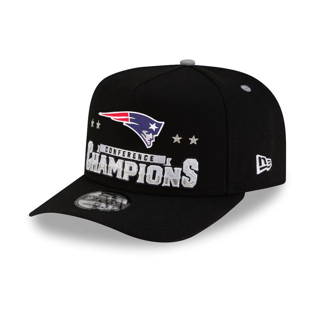 New England Patriots New Era 2025 AFC Champions Locker Room Trophy Collection A-Frame 9FIFTY Snapback Hat - Black product
