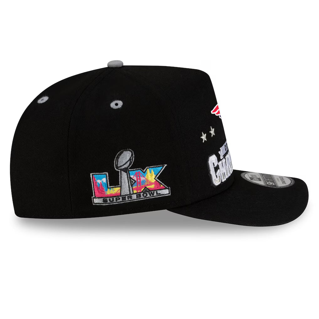 New England Patriots New Era 2025 AFC Champions Locker Room Trophy Collection A-Frame 9FIFTY Snapback Hat - Black product