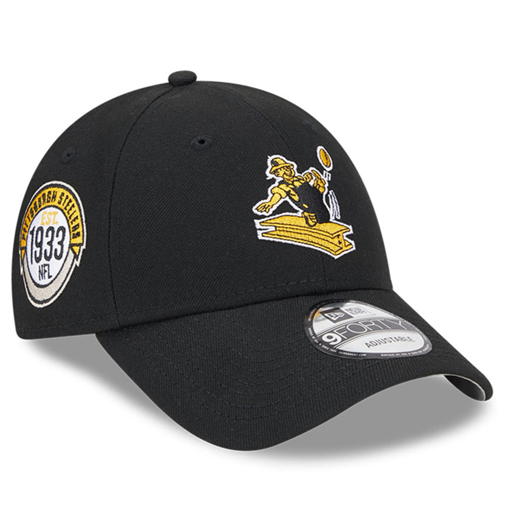 New Era Pittsburgh Steelers Black 2023 Sideline Historic 9FORTY Adjustable Hat for Men product image 1, provided for visual
