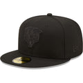 Chicago Bears Primary Logo Tonal Black New Era 59FIFTY Fitted Hat product image 1, provided for visual reference and product