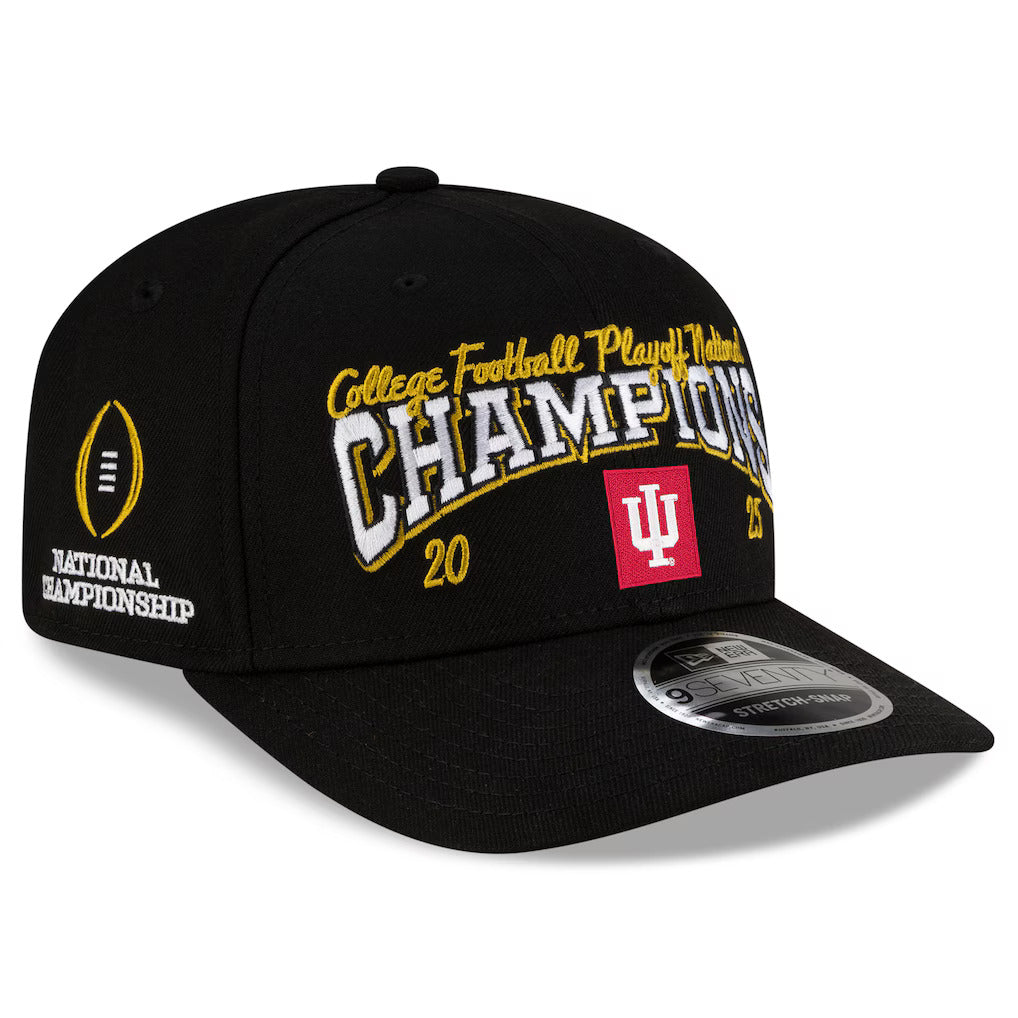 Indiana Hoosiers New Era CFP 2025 National Champions 9SEVENTY Stretch-Snap Hat - Black product image 1, provided for visual