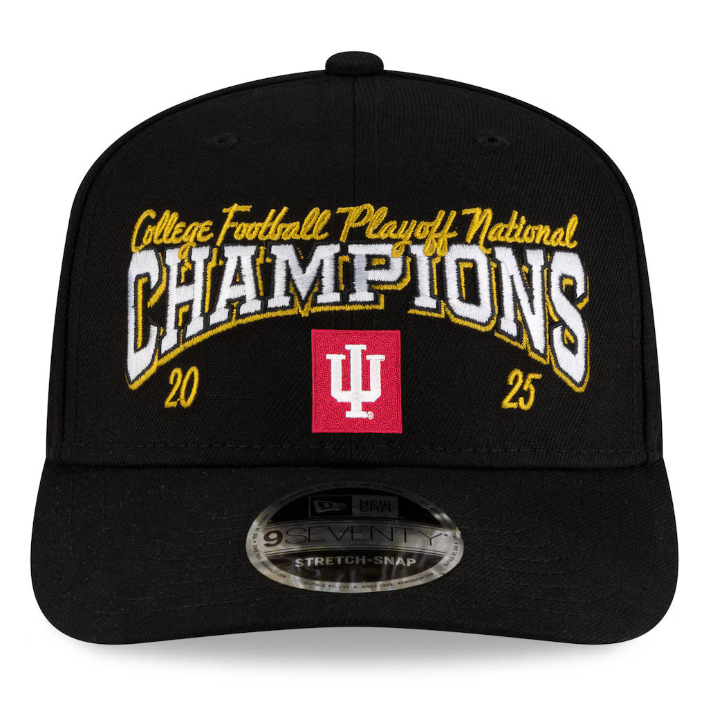 Indiana Hoosiers New Era CFP 2025 National Champions 9SEVENTY Stretch-Snap Hat - Black product image 2, provided for visual