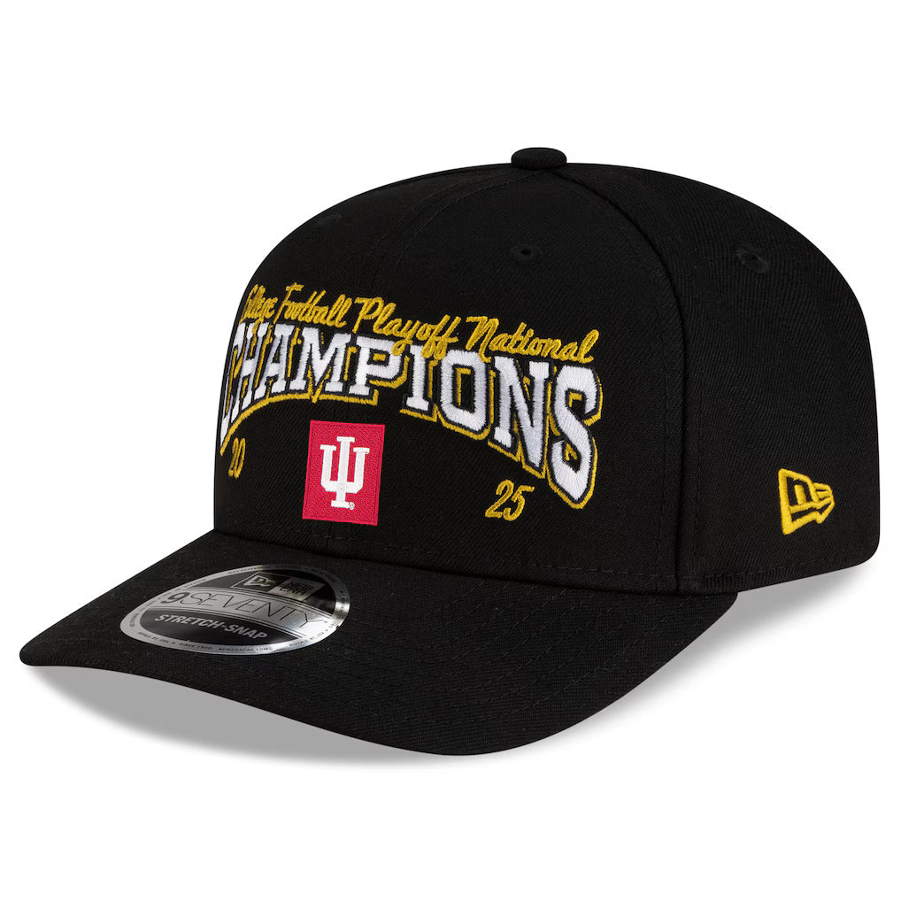 Indiana Hoosiers New Era CFP 2025 National Champions 9SEVENTY Stretch-Snap Hat - Black product image 3, provided for visual