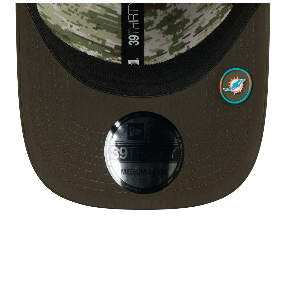 Miami Dolphins New Era Green 2025 Salute to Service 39THIRTY Flex Hat for Men product image 5, provided for visual reference