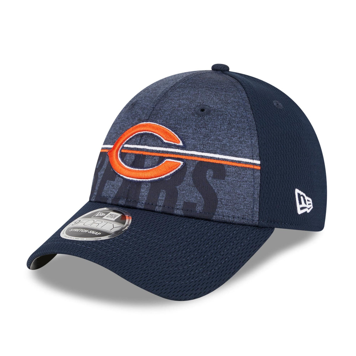 Chicago Bears New Era NFL 2023 Training Camp Navy Primary Logo 9FORTY Stretch-Snap Adjustable Hat for Men product image 1,