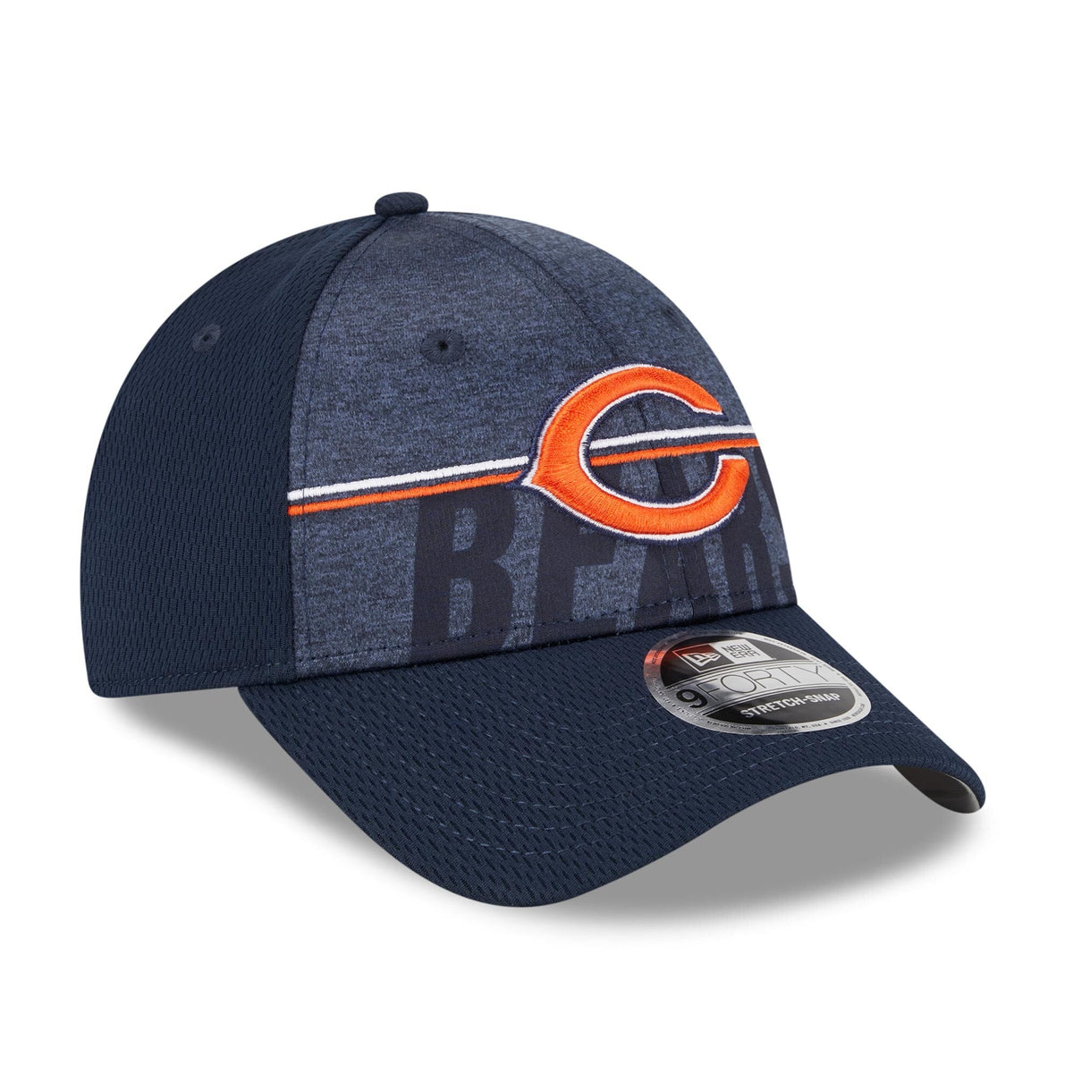 Chicago Bears New Era NFL 2023 Training Camp Navy Primary Logo 9FORTY Stretch-Snap Adjustable Hat for Men product image 3,