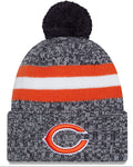 Chicago Bears New Era Navy 2023 Sideline Cuffed Knit Hat With Pom for Men product image 1, provided for visual reference and