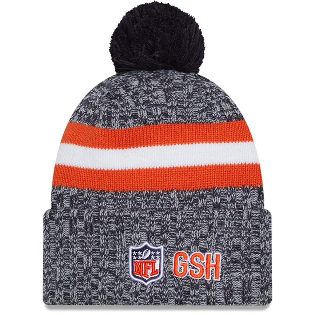 Chicago Bears New Era Navy 2023 Sideline Cuffed Knit Hat With Pom for Men product image 2, provided for visual reference and