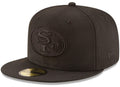 San Francisco 49ers New Era Black On Black 59FIFTY Fitted Hat for Men product image 1, provided for visual reference and