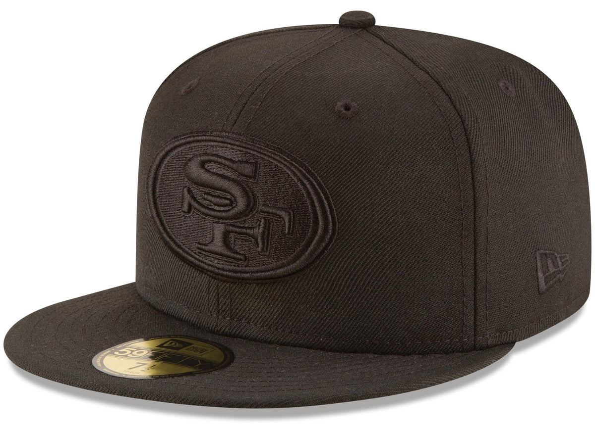 San Francisco 49ers New Era Black On Black 59FIFTY Fitted Hat for Men product image 1, provided for visual reference and