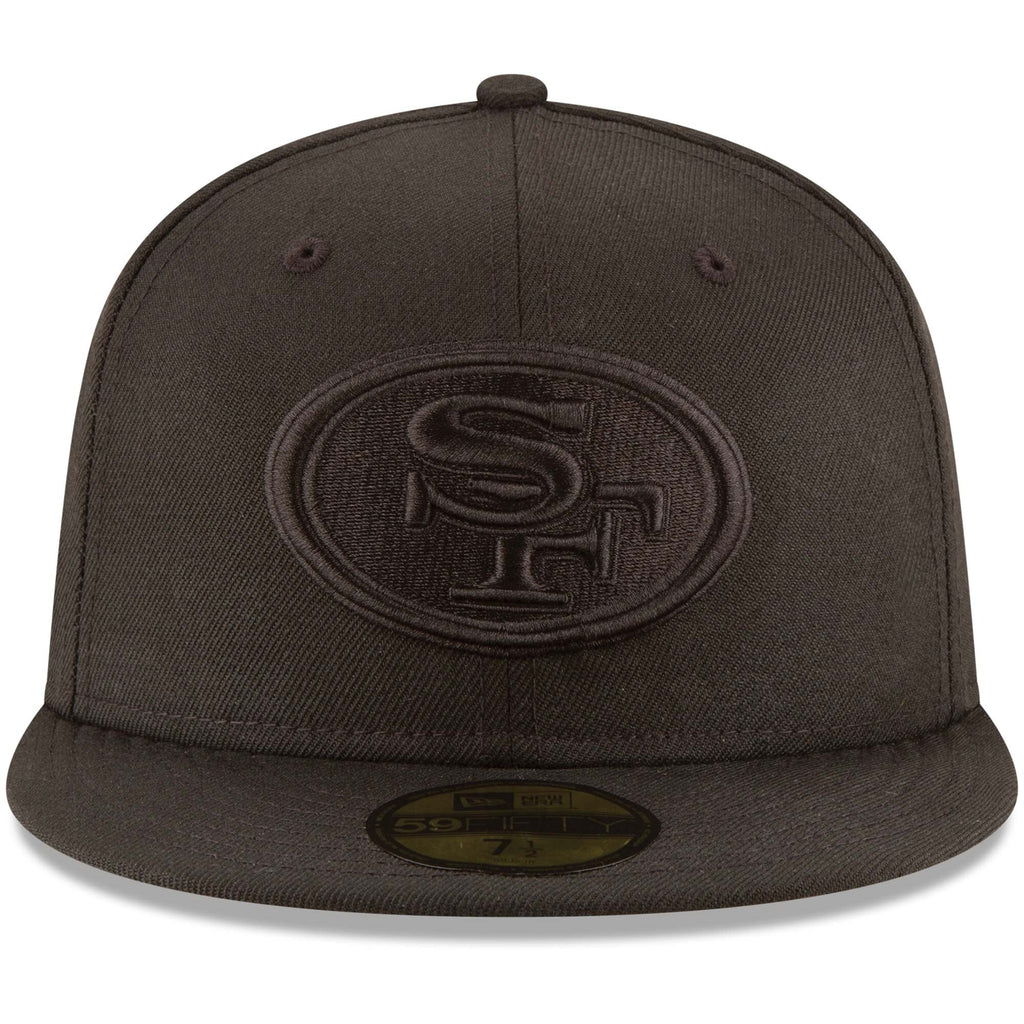 San Francisco 49ers New Era Black On Black 59FIFTY Fitted Hat for Men product image 2, provided for visual reference and