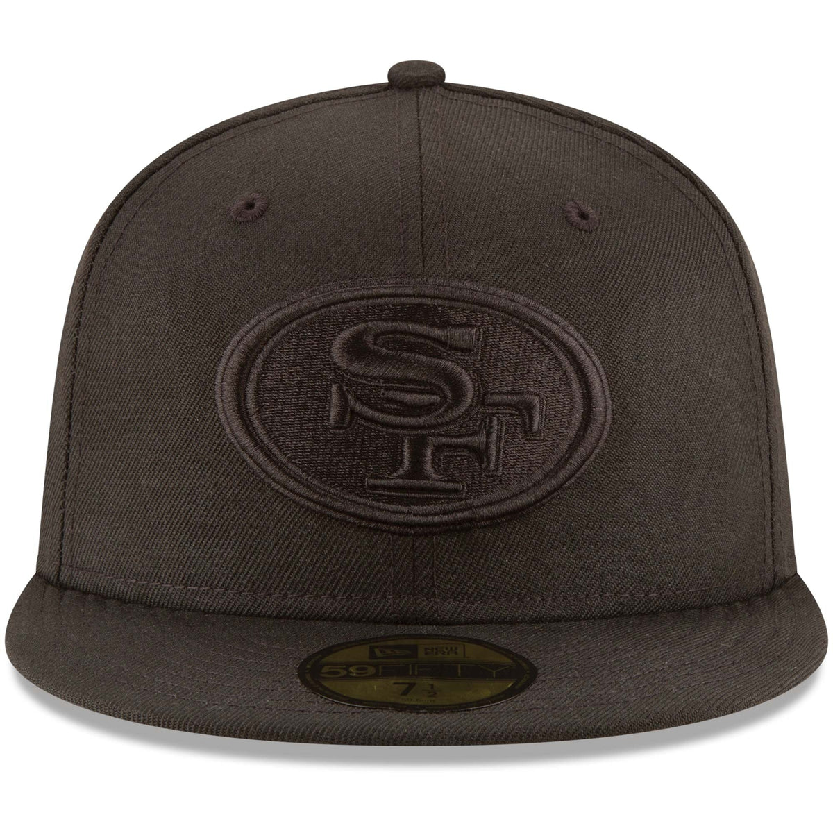 San Francisco 49ers New Era Black On Black 59FIFTY Fitted Hat for Men product image 2, provided for visual reference and