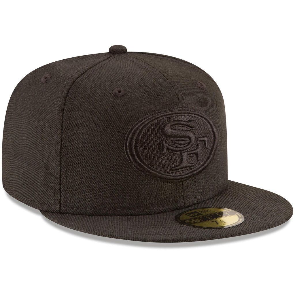 San Francisco 49ers New Era Black On Black 59FIFTY Fitted Hat for Men product image 3, provided for visual reference and