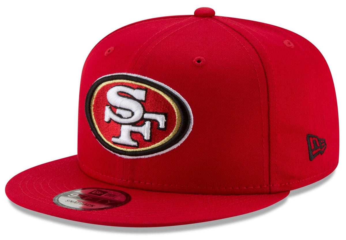 San Francisco 49ers New Era Red Basic 9FIFTY Snapback Hat product image 1, provided for visual reference and product detail